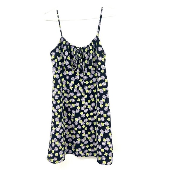 Vivayou USA Y2K Floral Slip Dress Women's Small Navy Green Purple - Picture 1 of 7